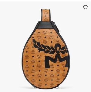 MCM Cognac and Black Monogram Sling Bag